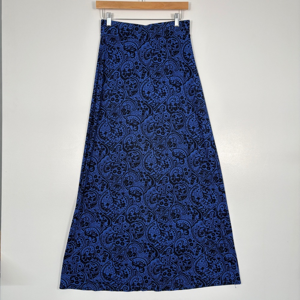 Boden Womens Maxi Skirt Size 6R Blue Black Paisley Jersey Knit WG666 Pull on